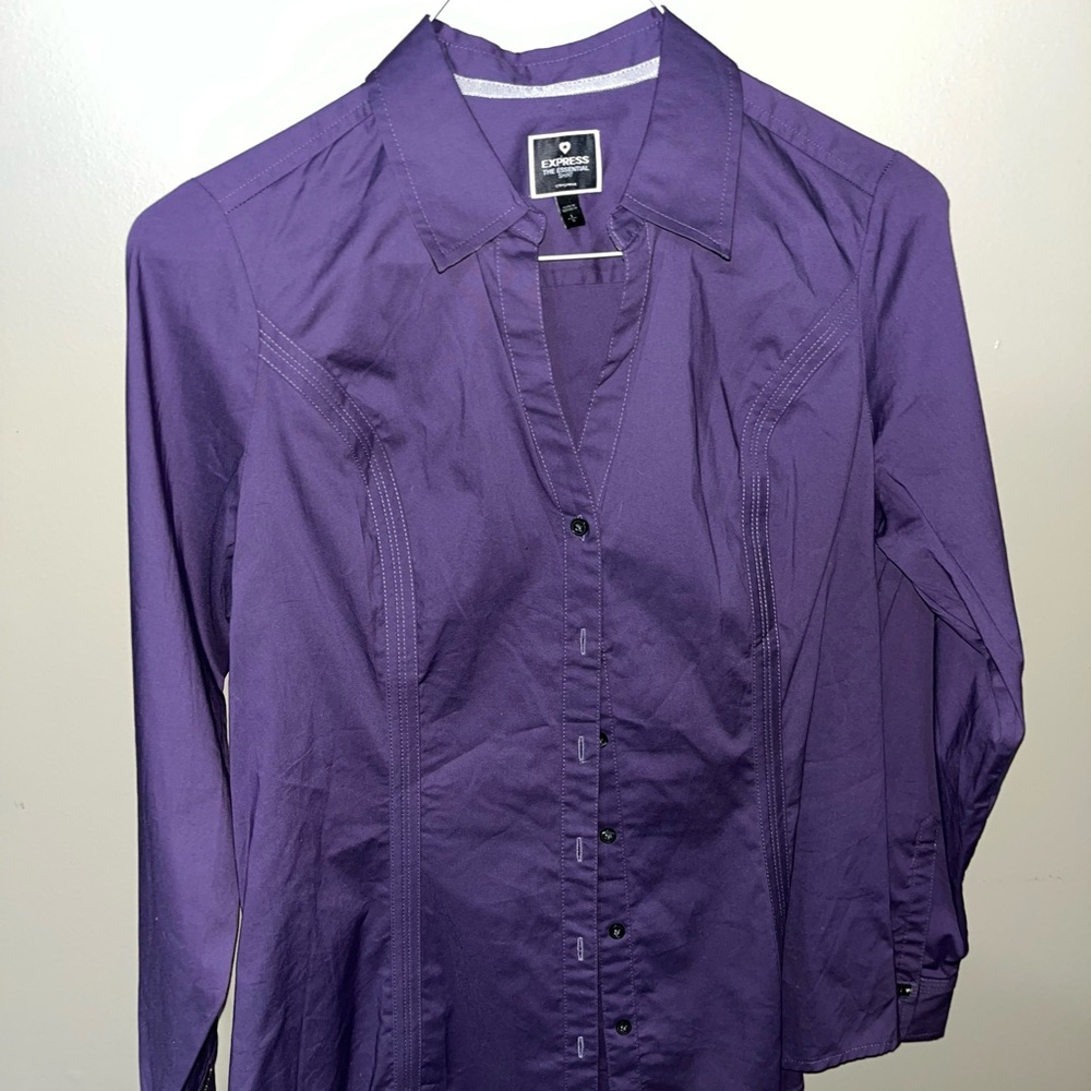 Ladies Purple Button-Up Shirt